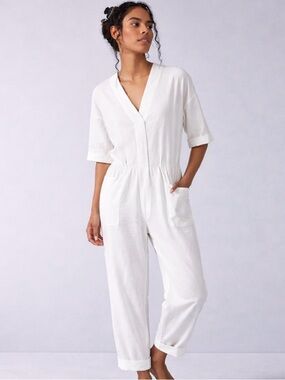 Free People Feels So Right Ivory Jumpsuit Sz. Medium